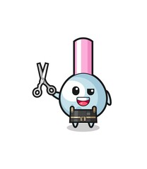 cotton bud character as barbershop mascot