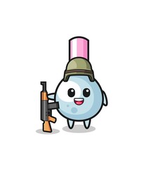 cute cotton bud mascot as a soldier