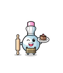cotton bud as pastry chef mascot hold rolling pin