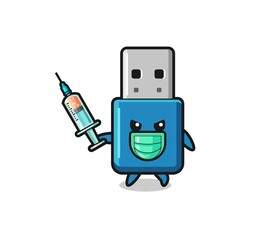 illustration of the flash drive usb to fight the virus