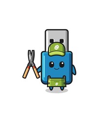 cute flash drive usb as gardener mascot