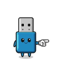 flash drive usb mascot with pointing right gesture