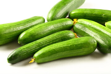 Fresh harvested organic cucumbers. healthy eating vegan diets.