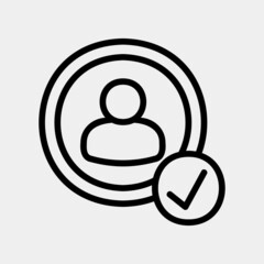 Verified icon in line style about social media, use for website mobile app presentation