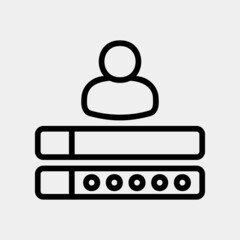 Password icon in line style about social media, use for website mobile app presentation