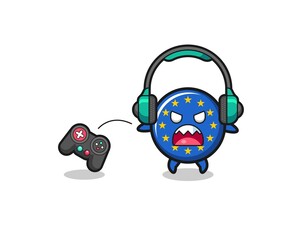 euro flag gamer mascot is angry