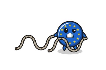 illustration of euro flag doing battle rope workout