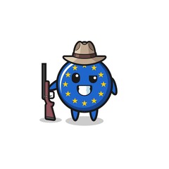euro flag hunter mascot holding a gun