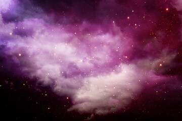 Abstract sky background with stars and shiny glowing lights