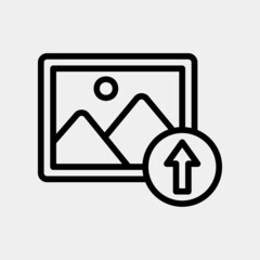 Upload photo icon in line style about social media, use for website mobile app presentation