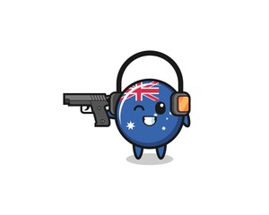 illustration of australia flag cartoon doing shooting range