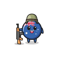 cute australia flag mascot as a soldier