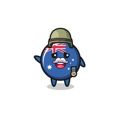 cute australia flag as veteran cartoon