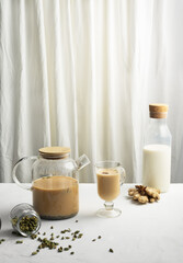 Obraz na płótnie Canvas Masala chai. Warms up in cold weather. Milk and black tea