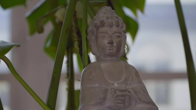 Buddha statue in winter garden for meditation