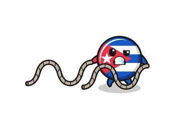 illustration of cuba flag doing battle rope workout