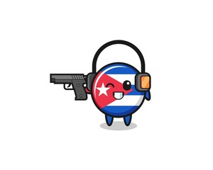 Fototapeta premium illustration of cuba flag cartoon doing shooting range