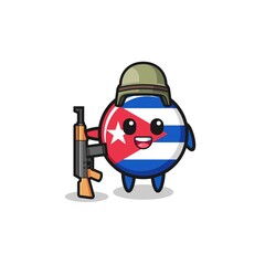 Fototapeta premium cute cuba flag mascot as a soldier