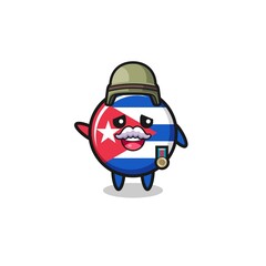 cute cuba flag as veteran cartoon
