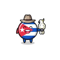 cuba flag zookeeper mascot with a parrot
