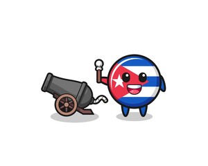 cute cuba flag shoot using cannon