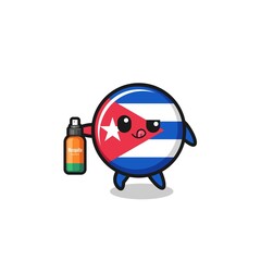 cute cuba flag holding mosquito repellent