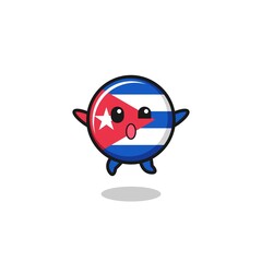 cuba flag character is jumping gesture