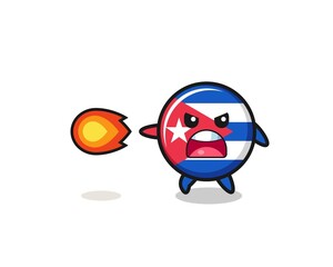 cute cuba flag mascot is shooting fire power