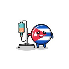 Fototapeta premium cute cuba flag character standing with infusion pole