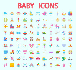 Baby flat icon set