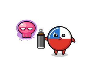 chile flag cartoon make a graffiti with a spray paint