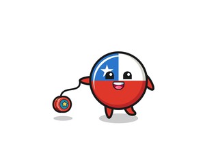 Obraz premium cartoon of cute chile flag playing a yoyo
