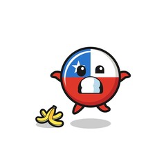 chile flag cartoon is slip on a banana peel