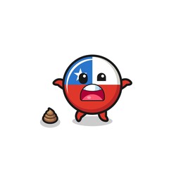 chile flag earth surprised to meet poop