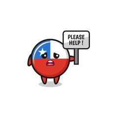 cute chile flag hold the please help banner
