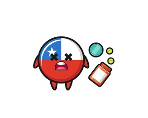 illustration of overdose chile flag character