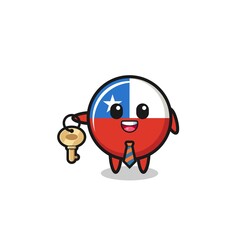 cute chile flag as a real estate agent mascot