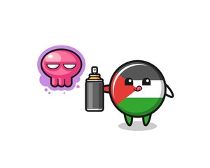 palestine flag cartoon make a graffiti with a spray paint