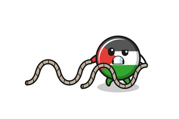 illustration of palestine flag doing battle rope workout