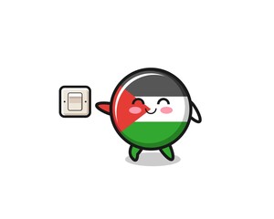 cartoon palestine flag is turning off light