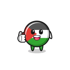 palestine flag mascot doing thumbs up gesture