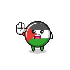palestine flag character doing stop gesture