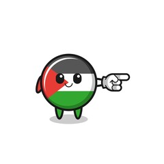palestine flag mascot with pointing right gesture