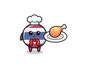 Fototapeta premium thailand flag fried chicken chef cartoon character