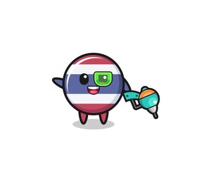 thailand flag cartoon as future warrior mascot
