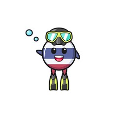 the thailand flag diver cartoon character
