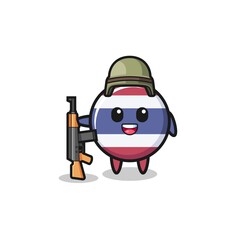 cute thailand flag mascot as a soldier