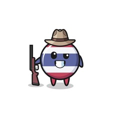 Obraz premium thailand flag hunter mascot holding a gun