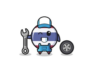 the thailand flag character as a mechanic mascot