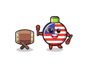 malaysia flag muslim cartoon is beating the bedug